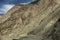 Be careful stone slide landslide on the road between Diskit - Turtok Highway road at Leh Ladakh in Jammu and Kashmir, India