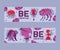 Be creative set of banners vector illustration. Cartoon monstrous character with many legs, eyes, creature or funny