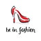 Be In Fashion. Hand Drawn Vector Red Women Shoe