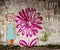 Be Happy and Smile illustration girl flower wall graffiti inspirational quote