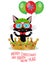 Be a Hero This Year. Merry Christmas And Happy New Year Greeting Card Design. Cute Cat With New Year Costume.