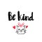 Be kind lettering hand drawn cat