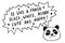 Be like panda. Black, white, asian, cute and happy - vector cute lettering doodle handwritten on theme of antiracism, protesting