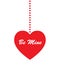 Be mine heart in red hanging on a rope. Abstract Valentines Day flat icon design.