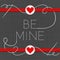 Be mine red hearts in love Valentine`s day card