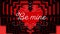 Be mine text with pixel hearts appearing on red background