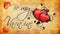 Be my Valentine animation with beating hearts and vines on old paper background