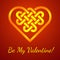 Be My Valentine card with a Celtic heart shape knot, illustration