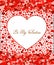 Be my valentine luxury card with many red hearts and text on isolated background