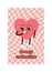 Be my valentine poster. Groovy style heart. Heart character in cartoon style. Comic happy heart character. Funky pattern and