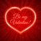 Be my Valentine Red Valentine s day greeting card with sparkling heart on shiny rays background. Romantic vector illustration.