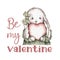 Be my Valentine. Valentines animals. cute bunny with a heart. love you. valentine's day illustration.