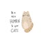 Be a nice human to your cat, cute tabby cat cartoon illustration