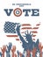 Be responsible and Vote! On USA map. Vintage patriotic poster to encourage voting in elections