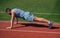 Be strong. man in plank. sports and healthy lifestyle routine. sport success. male athlete do morning exercise. pushups