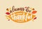 Always Be Thankful holiday inscription handwritten with elegant cursive calligraphic font and decorated by autumn leaves