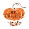 Be thankful text decorated fall branch with berry on pumpkin shape orange brown autumn colors Thanksgiving day vector