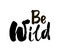 Be wild card. Hand drawn lettering background. Ink illustration. Modern brush calligraphy. Isolated on white .