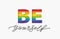 Be yourself quote. LGBT rainbow pride flag. Paper cut word. Design text print Vector illustration