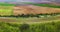 Beaatiful panorama drone view of agricultural landscape