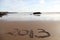 Beach with 2013 in sand
