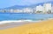 Beach in Acapulco with tourists and Hotels