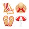 Beach Accessories Icons Set