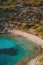 Beach Aerial view Aegean sea turquoise water landscape in Turkey