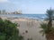 Beach. Aerial views of the beach in Oropesa del Mar, in CastellÃ³n. Mediterranean Sea. Beach full of people, bathers and tourists