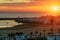 Beach in Agadir city at sunset, Morocco