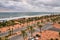 Beach alley with Date Palms in Hammamet, Tunisia, Mediterranean