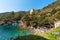 Beach and the Andrea Doria Tower - San Fruttuoso Bay Liguria Italy