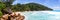 Beach Anse Georgette Praslin island Seychelles panoramic view vacation sea