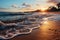 Beach awash in gentle sunrise waves, sunrise and sunset wallpaper