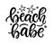 Beach babe hand written lettering template