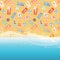 Beach background with ocean, sand and people pattern