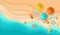 Beach background sea waves sand umbrella deck chair papercut paper