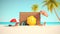 beach background with toys and summer item ai generated