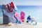 Beach bag, summer vacation background