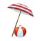 Beach ball and parasol icon, colorful design
