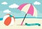 Beach Ball and Sun Umbrella