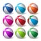 Beach Balls Vector Set in Colorful 3D Realistic Rubber