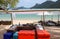 Beach bar, Buffet soft drink or beverage set on the tropical island