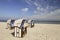 Beach with beach chairs