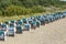 Beach with beach chairs in a row in Zinnowitz, Usedom