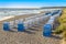 Beach with beach chairs in a row in Zinnowitz, Usedom