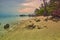 The beach on the beautiful Indonesian island of Tidung with a wide ocean