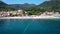 Beach in Benitses town, Corfu, Greece