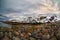 Beach with big round stones on the coast of the Barents Sea