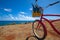 Beach bike and swim fins overlooking the ocean